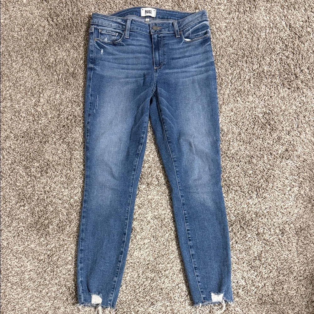 PAIGE Ankle Cropped Jeans in Classic Blue